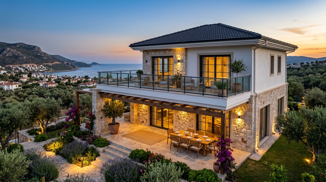 2 Katlı Modern Türk Dubleks Villası & Panoramik Balkon