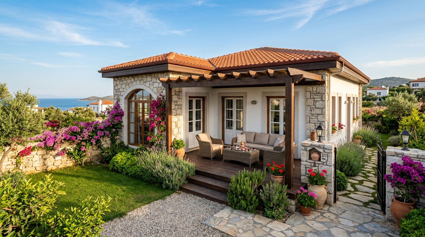 Ege Tipi Verandalı Taş & Gazbeton Sayfiye Villası