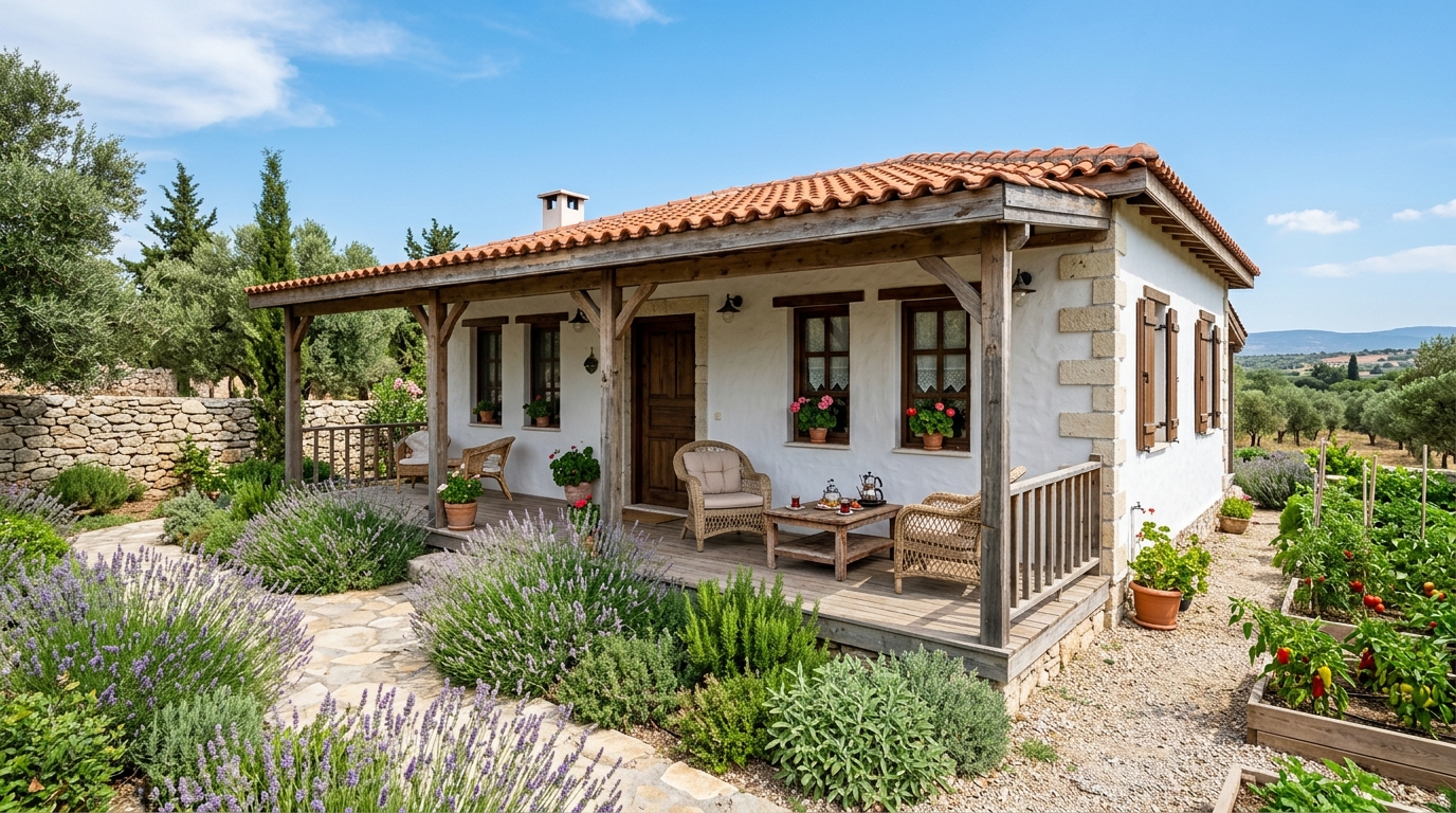Urla Tarzı Verandalı Tek Katlı Müstakil Köy Evi