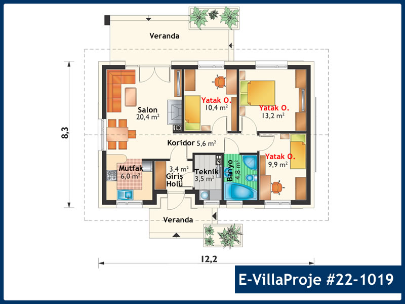 Gazbeton Çelik Ev 101 m² Tek Katlı (3+1) - Görsel 2