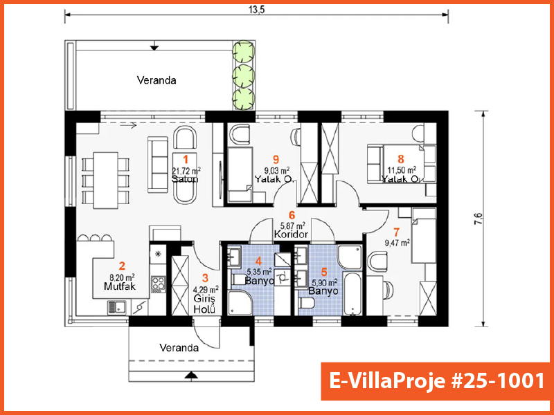 Gazbeton Çelik Ev 103 m² Tek Katlı (3+1) - Görsel 2