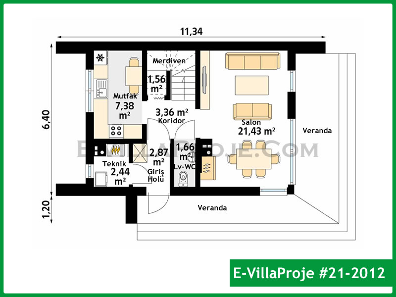 Gazbeton Çelik Ev 112 m² Dubleks (3+1) - Görsel 2