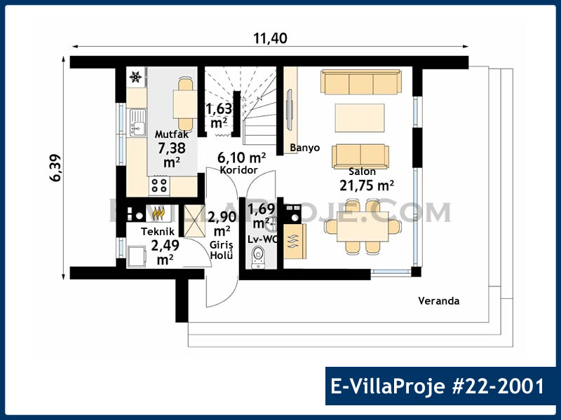 Gazbeton Çelik Ev 113 m² Dubleks (3+1) - Görsel 2