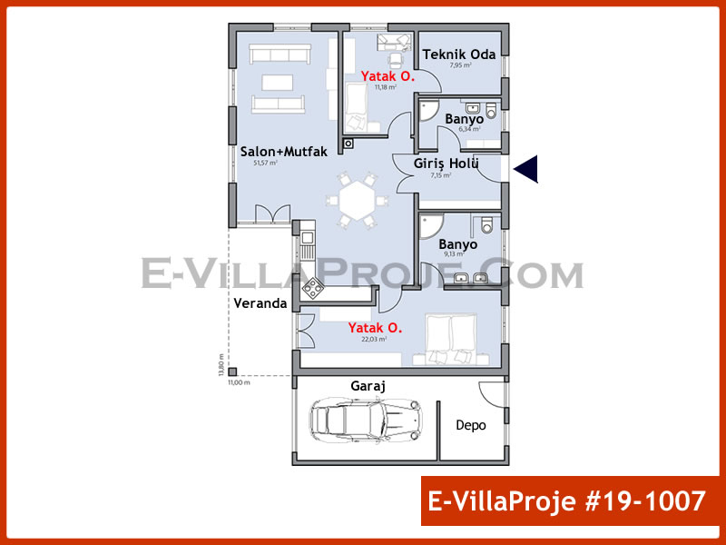 Gazbeton Çelik Ev 137 m² Tek Katlı (3+1) - Görsel 2