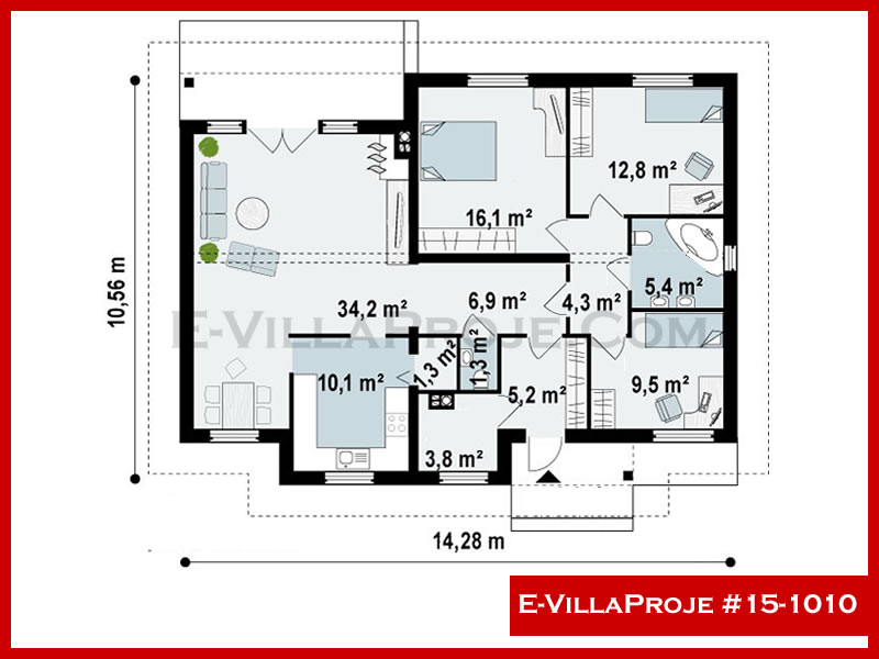 Gazbeton Çelik Ev 137 m² Tek Katlı (3+1) - Görsel 2