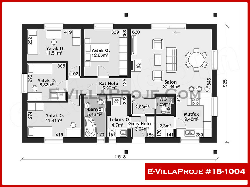 Gazbeton Çelik Ev 141 m² Tek Katlı (4+1) - Görsel 2