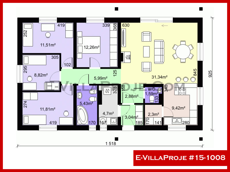 Gazbeton Çelik Ev 141 m² Tek Katlı (4+1) - Görsel 2