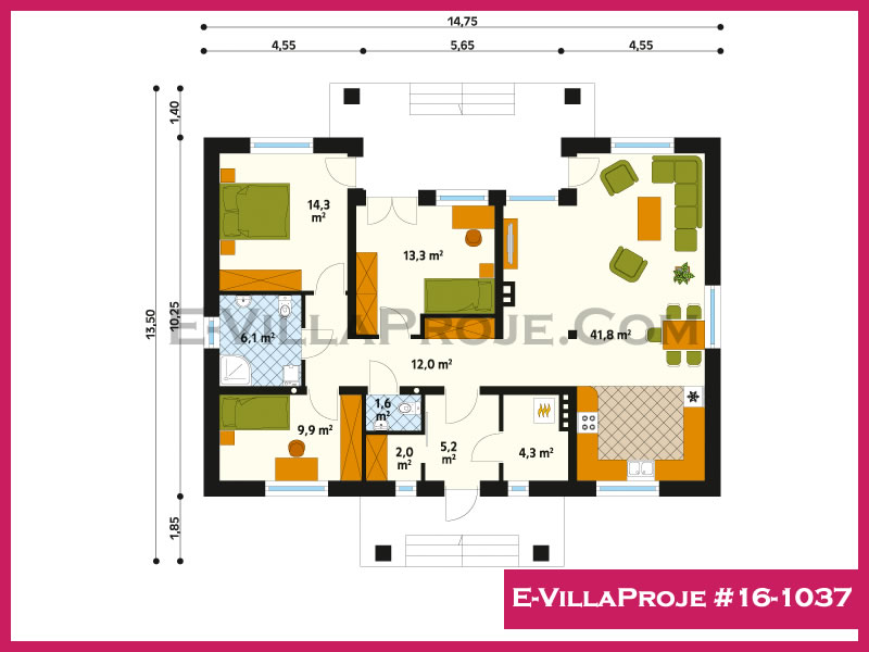Gazbeton Çelik Ev 143 m² Tek Katlı (4+1) - Görsel 2