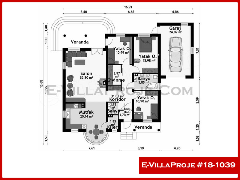 150 m² 4+1 Tek Katlı Gazbeton Çelik Ev (GCE-150) - Görsel 2