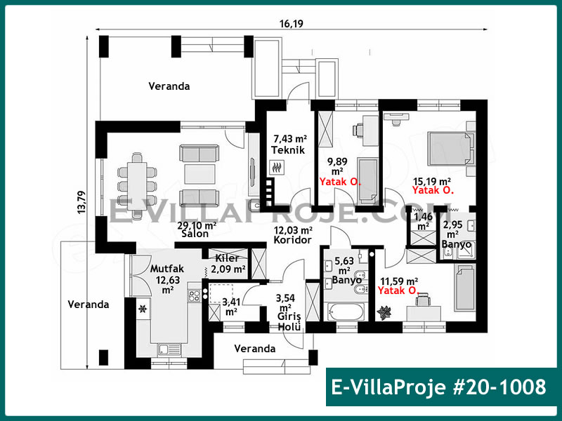 Gazbeton Çelik Ev 152 m² Tek Katlı (4+1) - Görsel 2