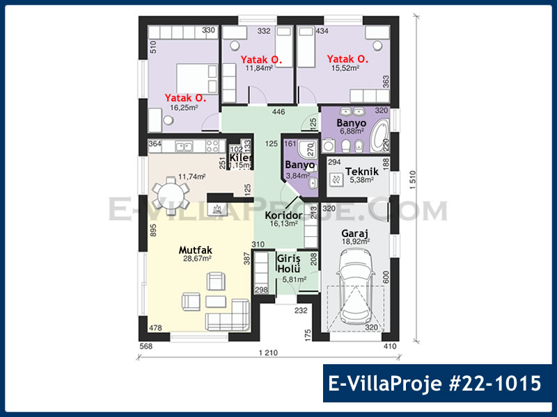 Gazbeton Çelik Ev 155 m² Tek Katlı (4+1) - Görsel 2