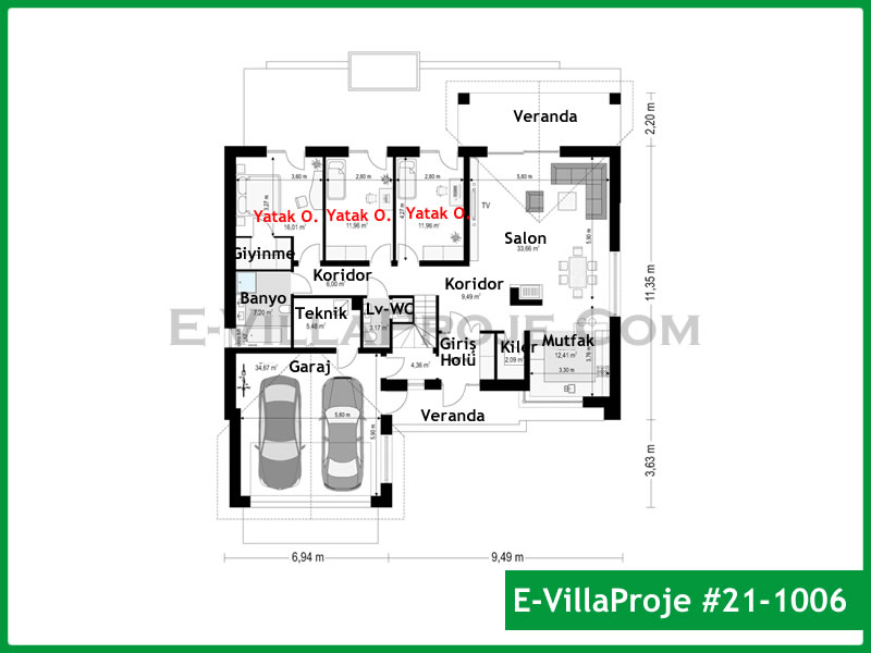 Gazbeton Çelik Ev 160 m² Tek Katlı (4+1) - Görsel 2