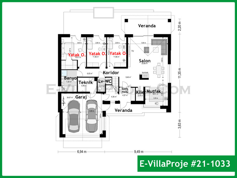 Gazbeton Çelik Ev 160 m² Tek Katlı (4+1) - Görsel 2