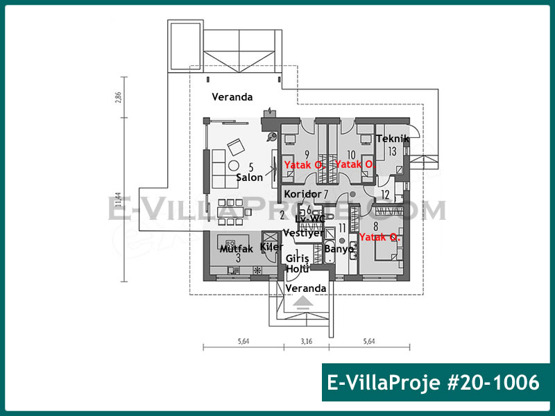Gazbeton Çelik Ev 162 m² Tek Katlı (4+1) - Görsel 2