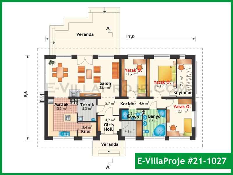 Gazbeton Çelik Ev 162 m² Tek Katlı (4+1) - Görsel 2