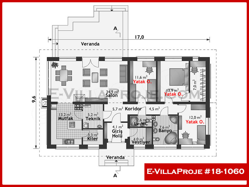 Gazbeton Çelik Ev 163 m² Tek Katlı (4+1) - Görsel 2