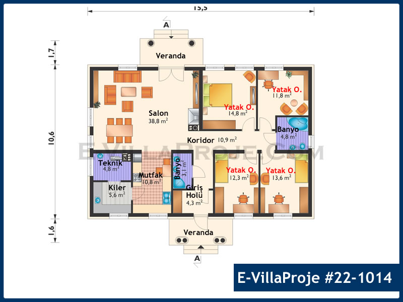 Gazbeton Çelik Ev 164 m² Tek Katlı (4+1) - Görsel 2