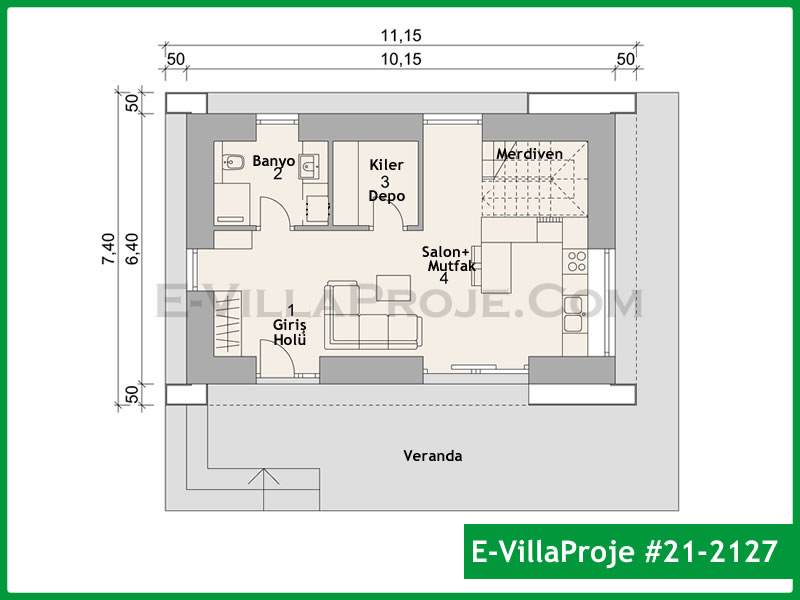 165 m² 4+1 Dubleks Gazbeton Çelik Villa (GCE-D165) - Görsel 2