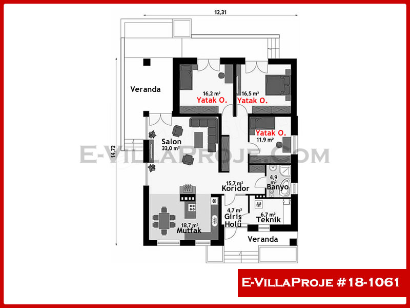 Gazbeton Çelik Ev 165 m² Tek Katlı (4+1) - Görsel 2