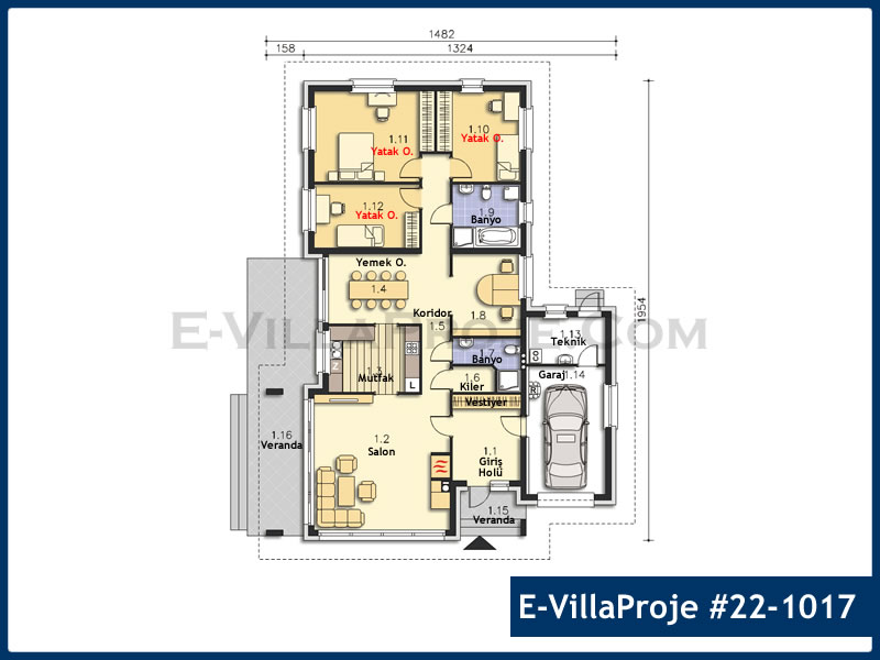 Gazbeton Çelik Ev 187 m² Tek Katlı (5+1) - Görsel 2