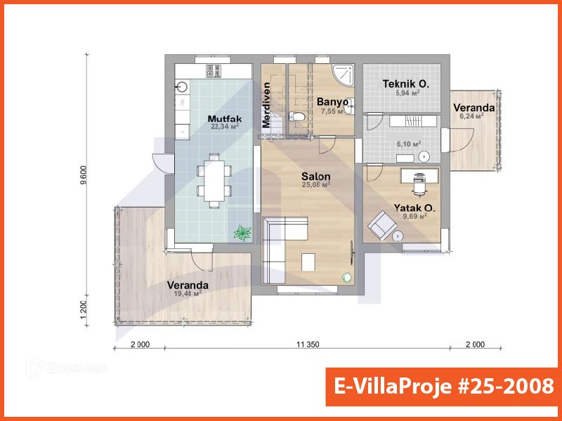 Gazbeton Çelik Ev 195 m² Dubleks (5+1) - Görsel 2