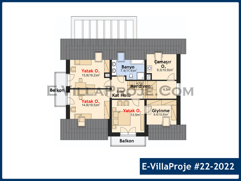 Gazbeton Çelik Ev 234 m² Dubleks (5+1) - Görsel 3