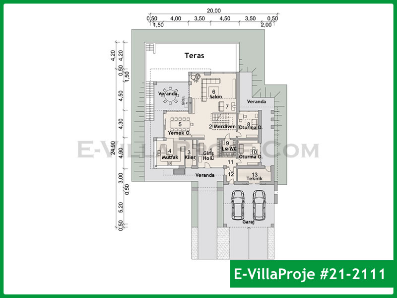 Gazbeton Çelik Ev 429 m² Dubleks (5+1) - Görsel 2