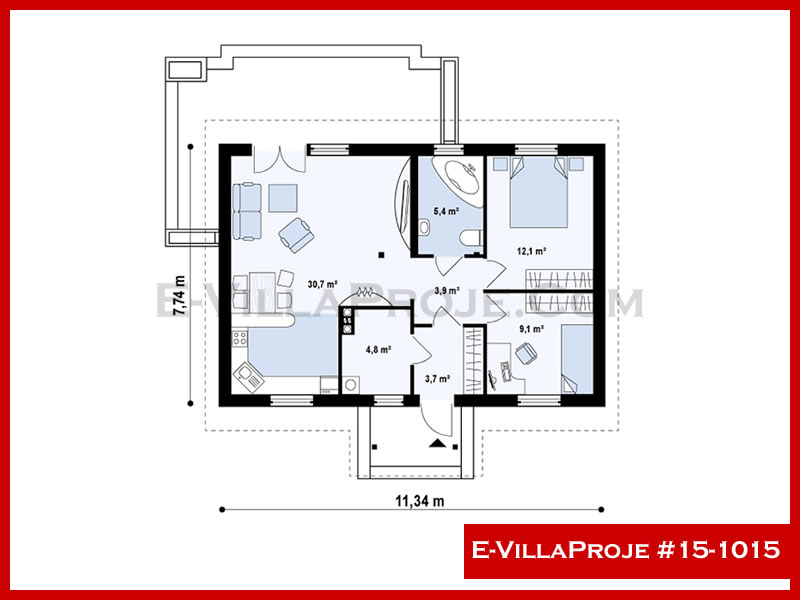 Gazbeton Çelik Ev 88 m² Tek Katlı (2+1) - Görsel 2