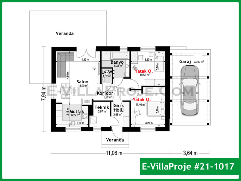 Gazbeton Çelik Ev 88 m² Tek Katlı (2+1) - Görsel 2