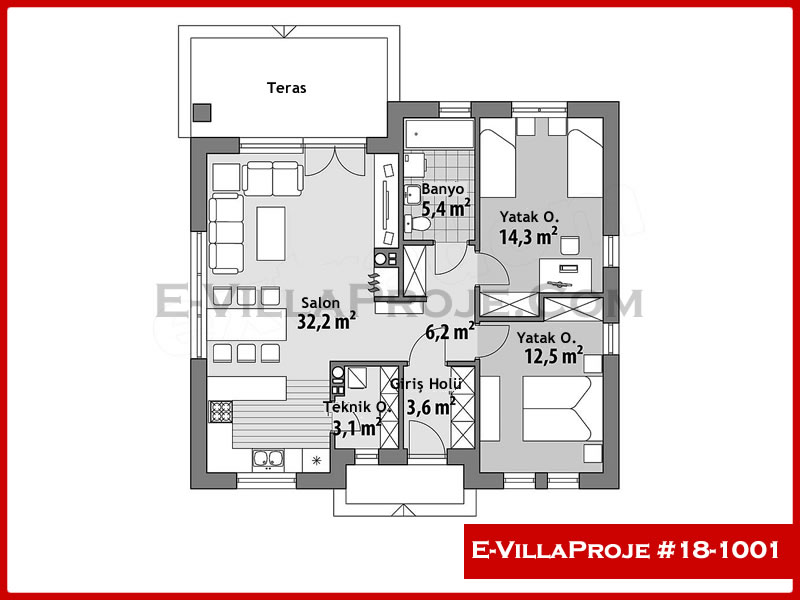 Gazbeton Çelik Ev 99 m² Tek Katlı (2+1) - Görsel 2